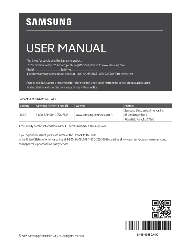 SAMSUNG Q70C 65 QLED 4K Smart TV Instruction Manual