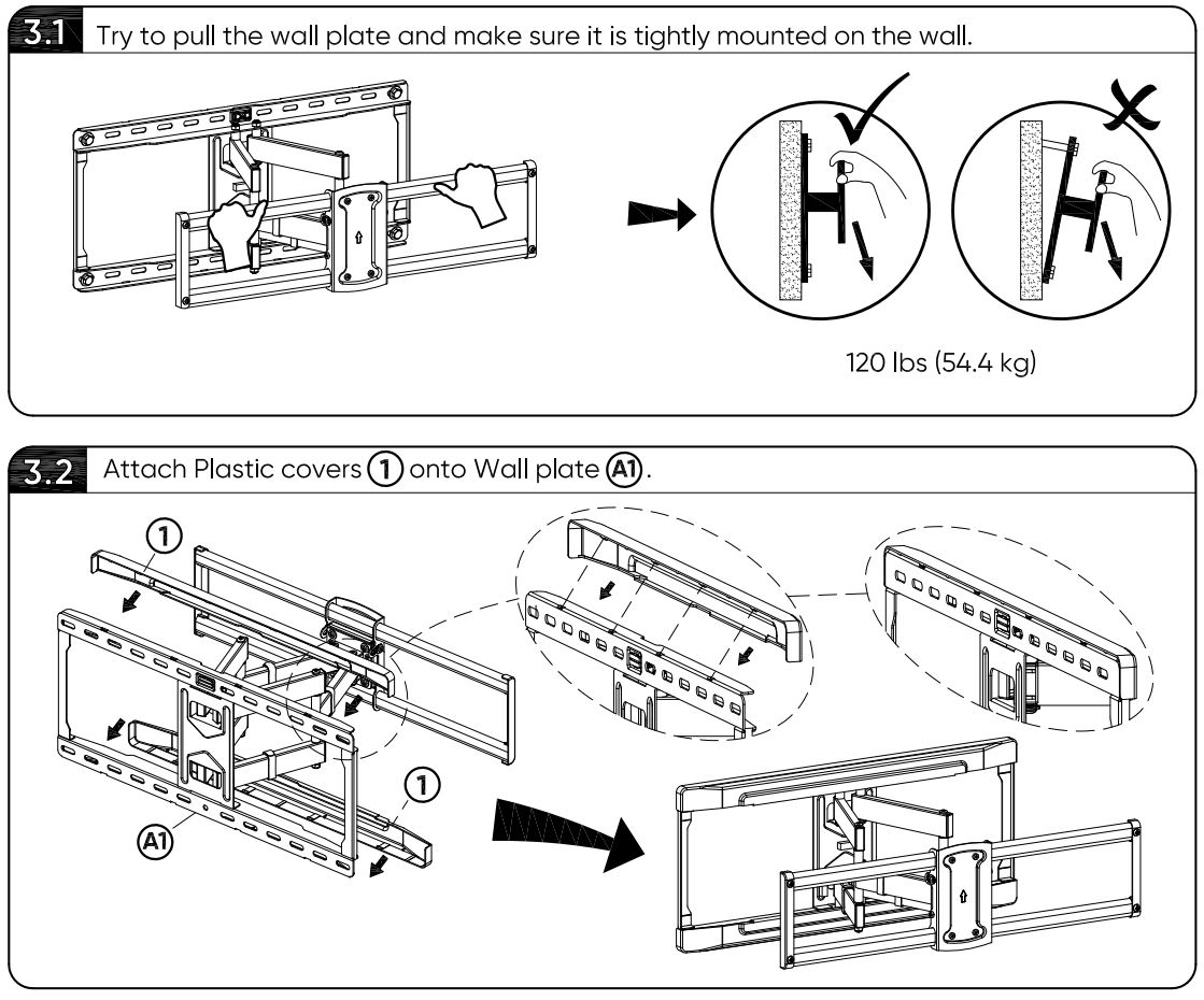 onn 100027961 50-Inch Full Motion TV Wall Mount User Guide