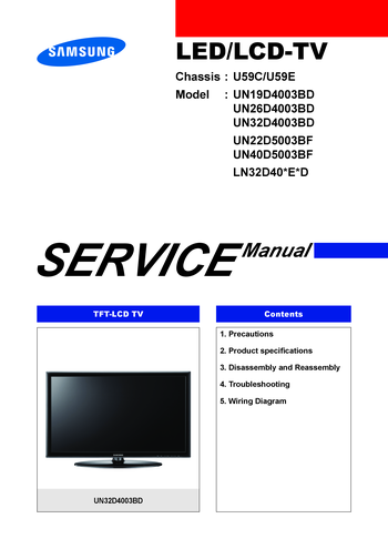 Service Manual Televisor Samsung Samsung, LED TV, Chassis U59C, U59E