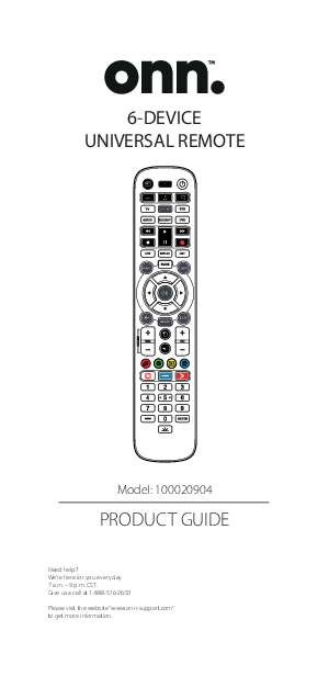 ONN 6-Device Universal Remote Manual and Setup Guide