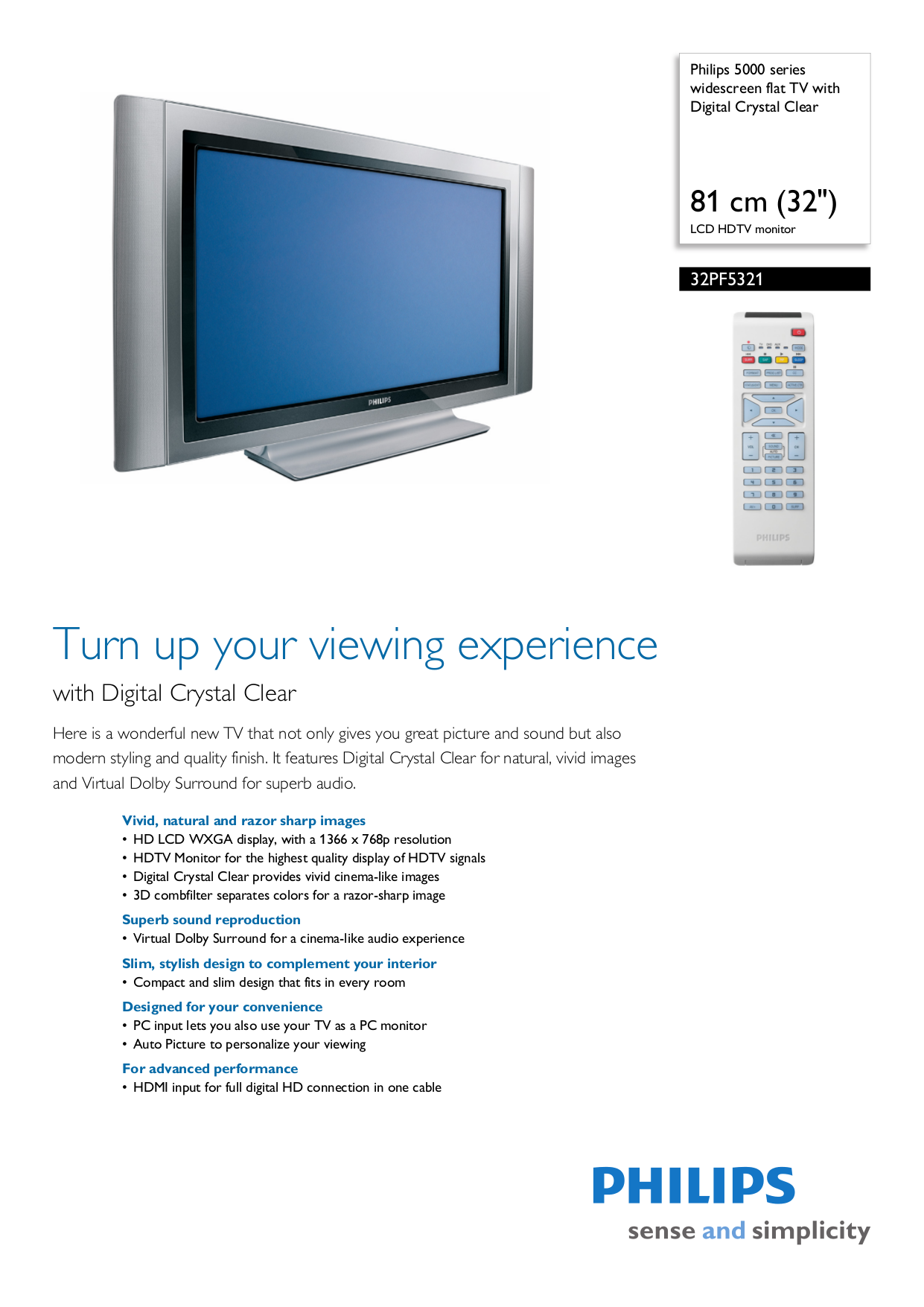 Download free pdf for Philips 32PF5321 TV manual